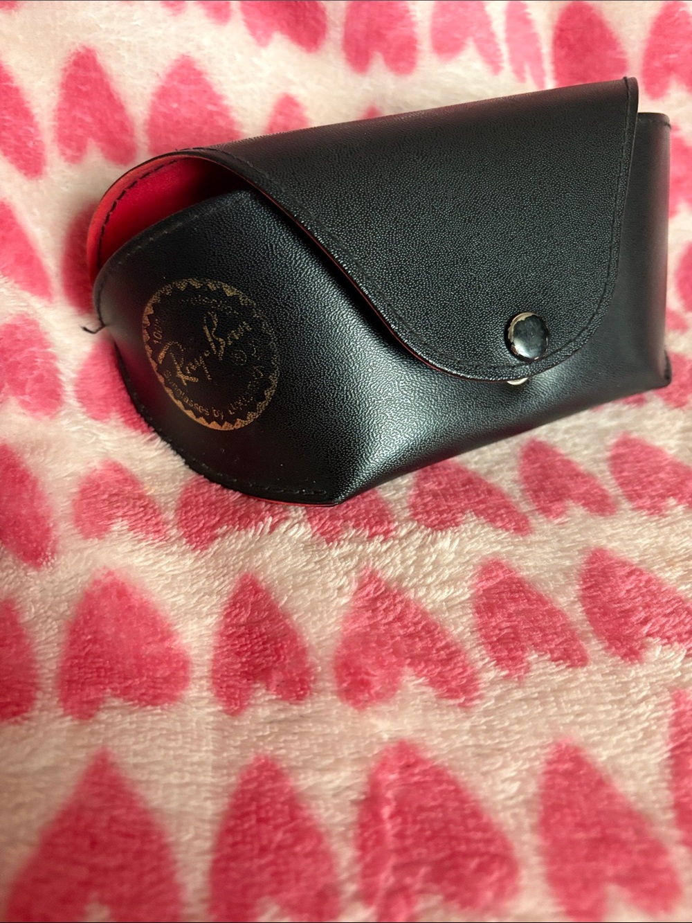 Ray-Ban Black Sunglasses Case with Red Lining